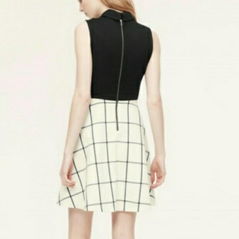 SOLD Loft Black & White Sleeveless Collared Dress Size 4P - Picture 2 of 6